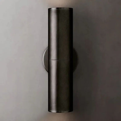 Cylindrical Brass Wall Sconce 12-Inch Glass Shade Dual-Light Fixture for Hallway Bedroom Living Room Entryway