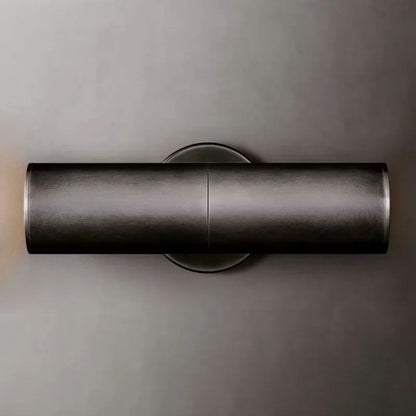 Cylindrical Brass Wall Sconce 12-Inch Glass Shade Dual-Light Fixture for Hallway Bedroom Living Room Entryway