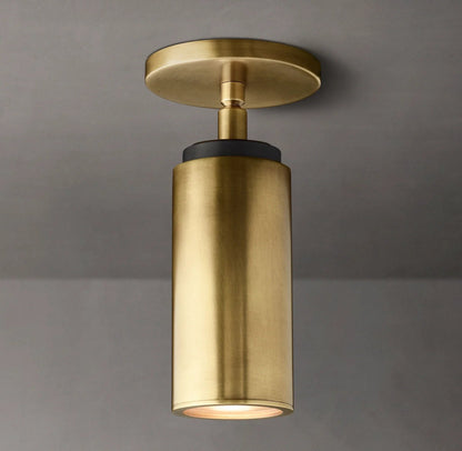Compact Brass Ceiling Light Fixture 9 Inches Tall Hardwired Small Flush Mount for Hallway Entryway Bedroom Bathroom Closet GU10 Bulb Base