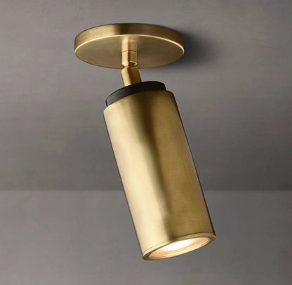 Compact Brass Ceiling Light Fixture 9 Inches Tall Hardwired Small Flush Mount for Hallway Entryway Bedroom Bathroom Closet GU10 Bulb Base