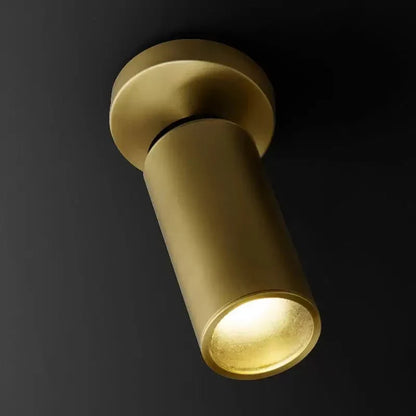 Compact Brass Ceiling Light Fixture 9 Inches Tall Hardwired Small Flush Mount for Hallway Entryway Bedroom Bathroom Closet GU10 Bulb Base