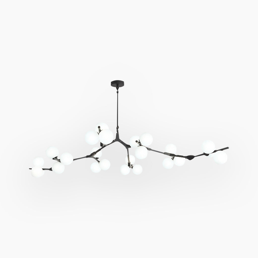 Sculptural Glass Sphere Chandelier with Adjustable LED Light — Multi-Arm Metal Frame Statement Fixture for Open Dining Spaces, Great Rooms &