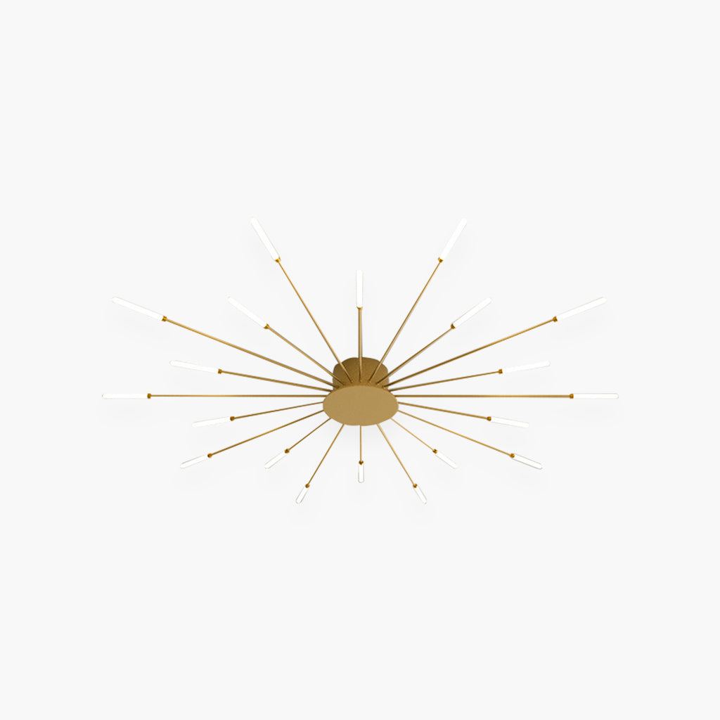 Semi-Flush Mount LED Light Fixture Aluminum 32 in Radial Design Black Gold for Living Room Bedroom Dining Room Contemporary Home Decor