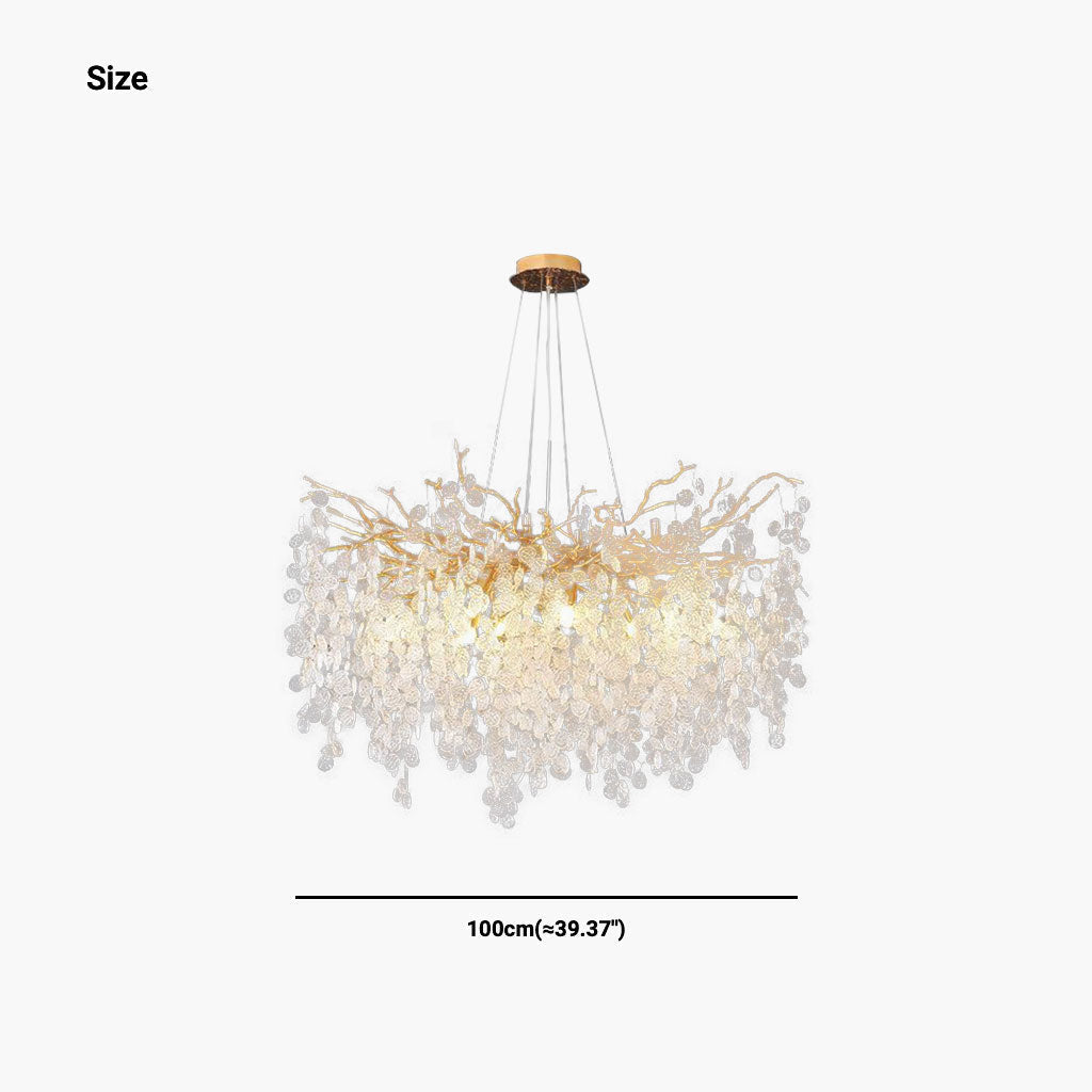 Glass Leaf Pendant Light Gold Aluminum Frame LED Adjustable Color Temperature Ceiling Fixture Living Room Bedroom Dining Entryway Statement