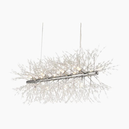 Sparkling Glass Crystal Ceiling Fixture Multi-Head Round & Rectangular LED Overhead Lighting for Dining Room Living Room Entry Hall Foyer Be
