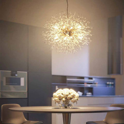 Sparkling Glass Crystal Ceiling Fixture Multi-Head Round & Rectangular LED Overhead Lighting for Dining Room Living Room Entry Hall Foyer Be