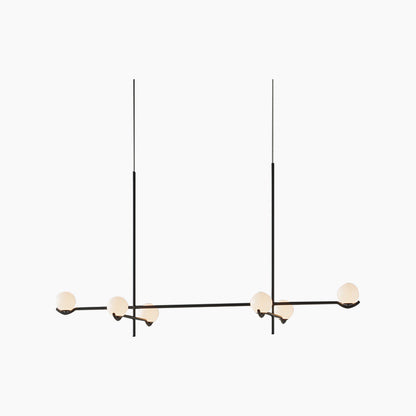 Multi-Globe Hanging Fixture with Adjustable LED Lighting for Dining Areas, Bedrooms & Entryways – Metal Frame with Glass Spheres in Black or