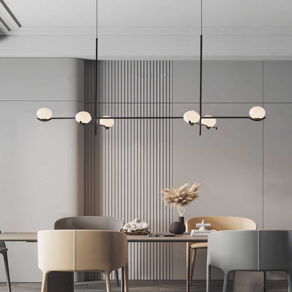 Multi-Globe Hanging Fixture with Adjustable LED Lighting for Dining Areas, Bedrooms & Entryways – Metal Frame with Glass Spheres in Black or