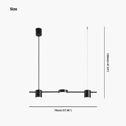 Multi-Head Island Pendant Light with Adjustable Brightness and Temperature for Dining Tables | Modern Aluminum Overhead Fixture in Black or