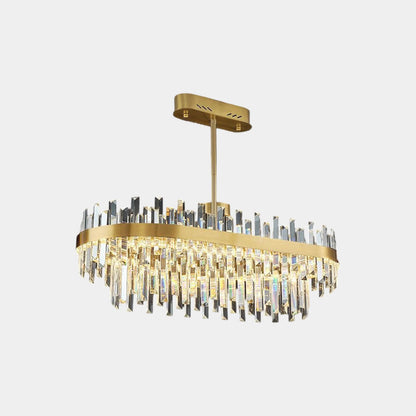 Crystal Ceiling Fixture with Adjustable Light Tones Gold Metal Frame 31.5 Inch for Dining Room Living Room Bedroom Modern Overhead Lighting