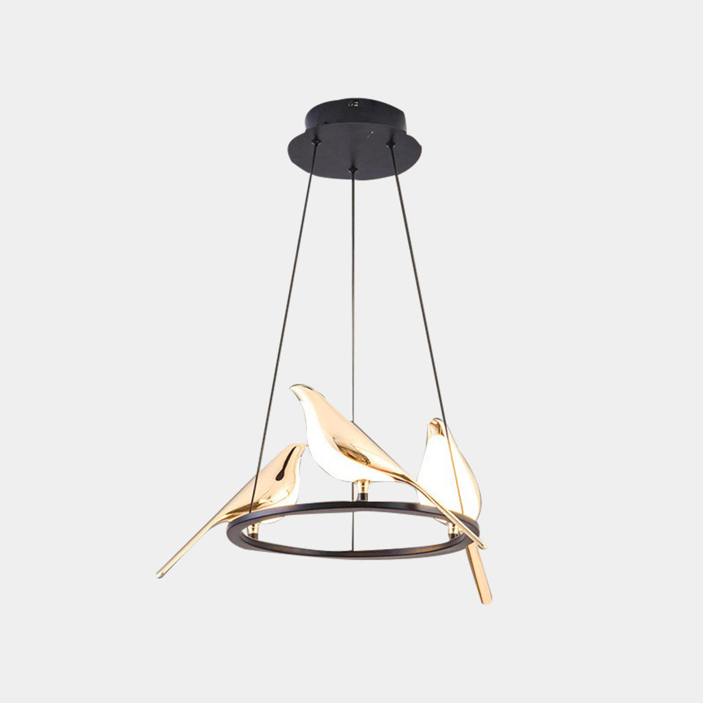 LED Ceiling Fixture Bird-Motif Metal Frame 35-Inch Warm Glow Overhead Lighting for Dining Room Bedroom Kitchen Island Modern Statement Piece