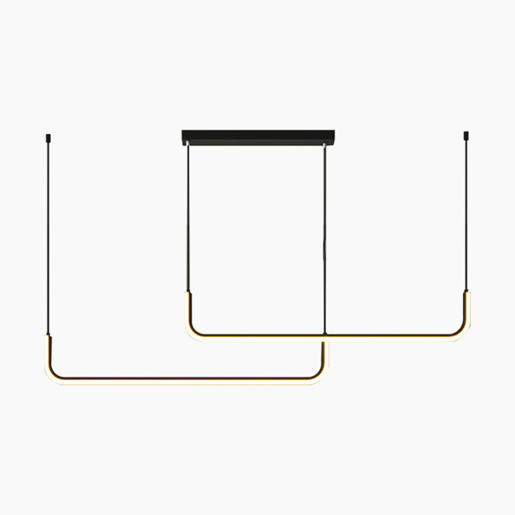 Linear LED Ceiling Light Fixture Dimmable Black Gold Modern Hanging Lamp for Kitchen Island Dining Room Living Room Bedroom Adjustable Heigh