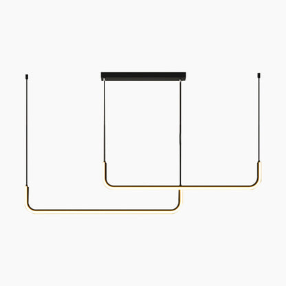 Linear LED Ceiling Light Fixture Dimmable Black Gold Modern Hanging Lamp for Kitchen Island Dining Room Living Room Bedroom Adjustable Heigh