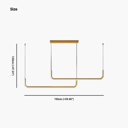 Linear LED Ceiling Light Fixture Dimmable Black Gold Modern Hanging Lamp for Kitchen Island Dining Room Living Room Bedroom Adjustable Heigh