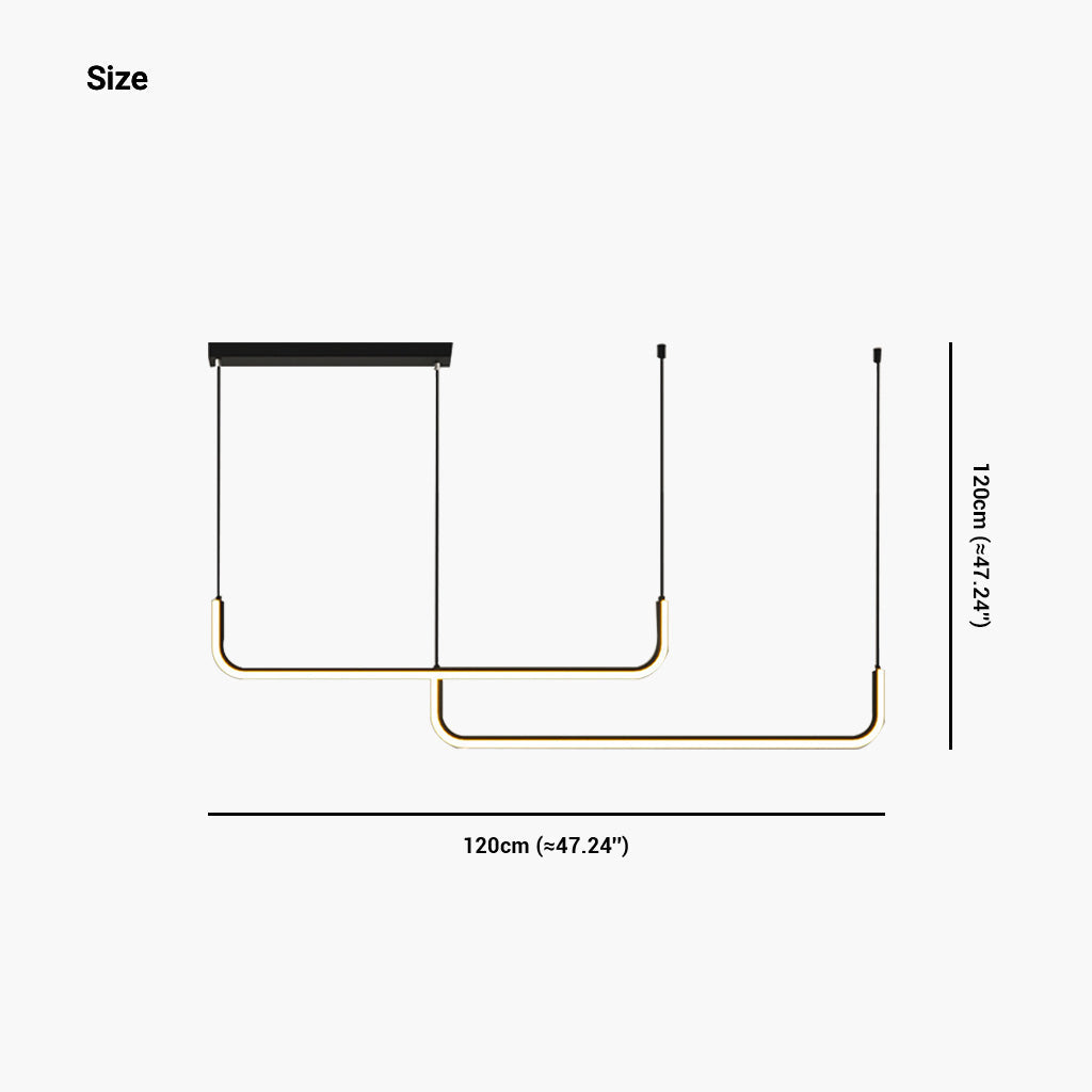 Linear LED Ceiling Light Fixture Dimmable Black Gold Modern Hanging Lamp for Kitchen Island Dining Room Living Room Bedroom Adjustable Heigh