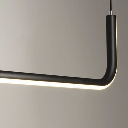 Linear LED Ceiling Light Fixture Dimmable Black Gold Modern Hanging Lamp for Kitchen Island Dining Room Living Room Bedroom Adjustable Heigh
