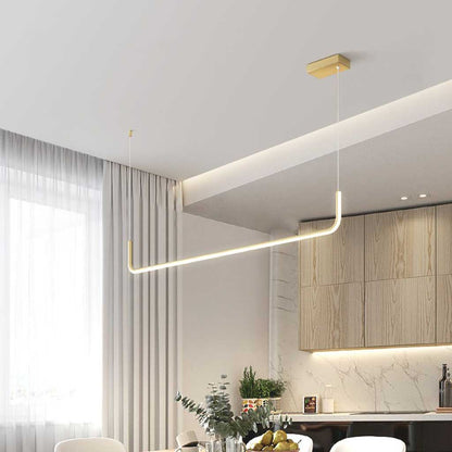 Linear LED Ceiling Light Fixture Dimmable Black Gold Modern Hanging Lamp for Kitchen Island Dining Room Living Room Bedroom Adjustable Heigh