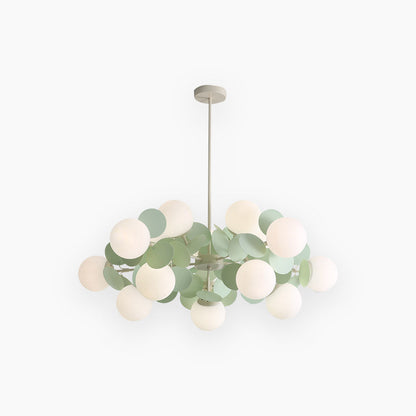 Sculptural Glass Globe Overhead Light with Branching Arms for Dining Room & Living Space — Dimmable LED Cluster Fixture in White, Green or M