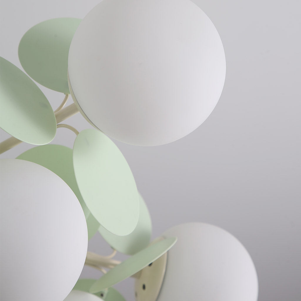Sculptural Glass Globe Overhead Light with Branching Arms for Dining Room & Living Space — Dimmable LED Cluster Fixture in White, Green or M