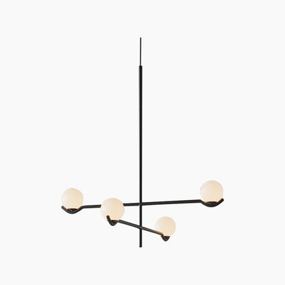 Multi-Globe Hanging Fixture with Adjustable LED Lighting for Dining Areas, Bedrooms & Entryways – Metal Frame with Glass Spheres in Black or