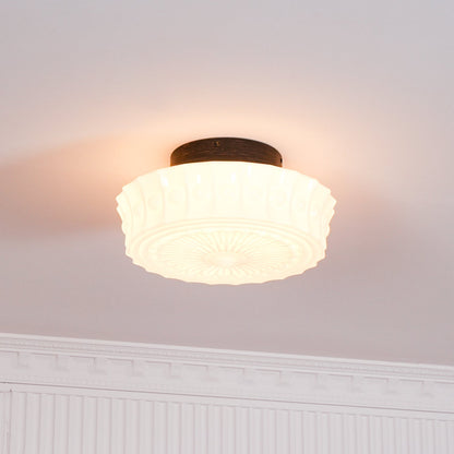 Flush Mount Ceiling Light Fixture Multi-Bulb Black Metal Glass 14 Inch for Living Room Dining Room Indoor Overhead Lighting E26 E27 Base