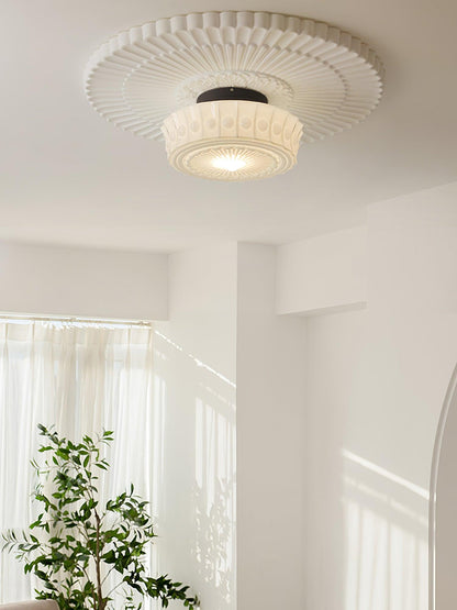 Flush Mount Ceiling Light Fixture Multi-Bulb Black Metal Glass 14 Inch for Living Room Dining Room Indoor Overhead Lighting E26 E27 Base