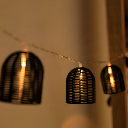 Charming Retro Industrial Metal Cage String Lights for Outdoor Ambiance
