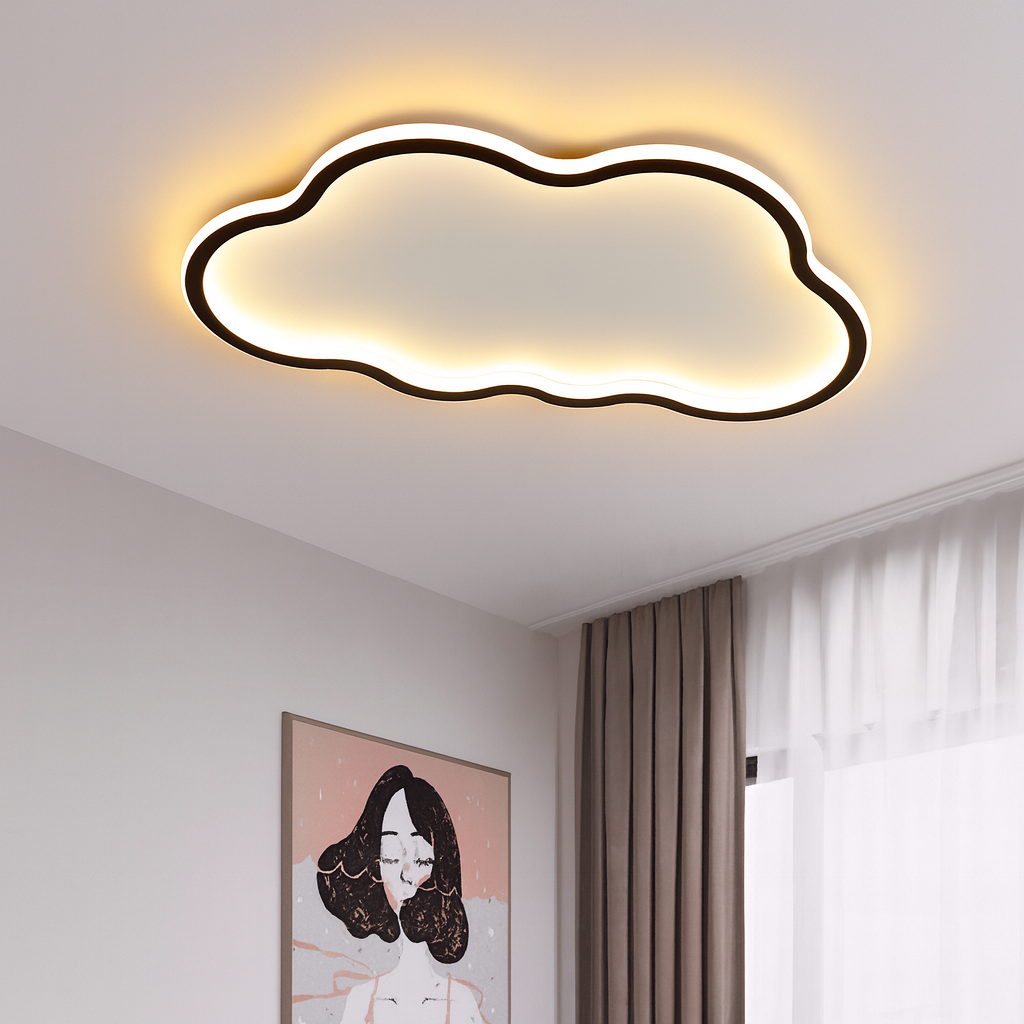 Plafonnier LED encastré blanc, 20 po, forme de nuage, luminaire pour chambre, salon, couloir, décoration moderne scandinave minimaliste