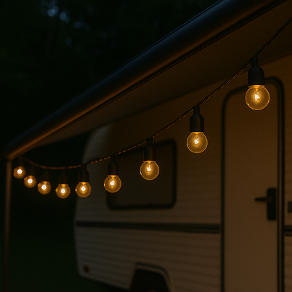 Guirlande lumineuse solaire avec ampoules globe blanc chaud pour patio, jardin et événements en plein air