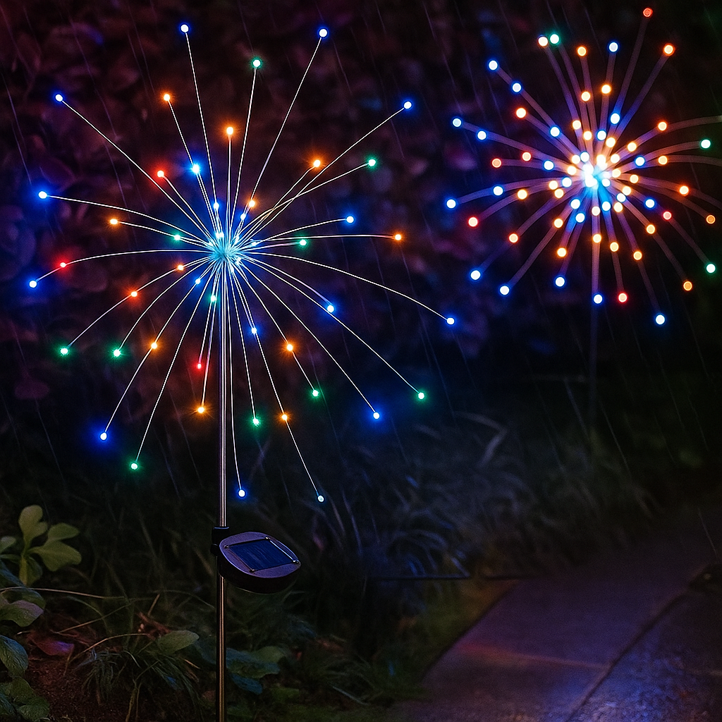Solar Garden Starburst Light with 90 or 150 LEDs – Bendable Copper Wire Outdoor Stake – 8 Lighting Modes for Yard, Pathway & Patio