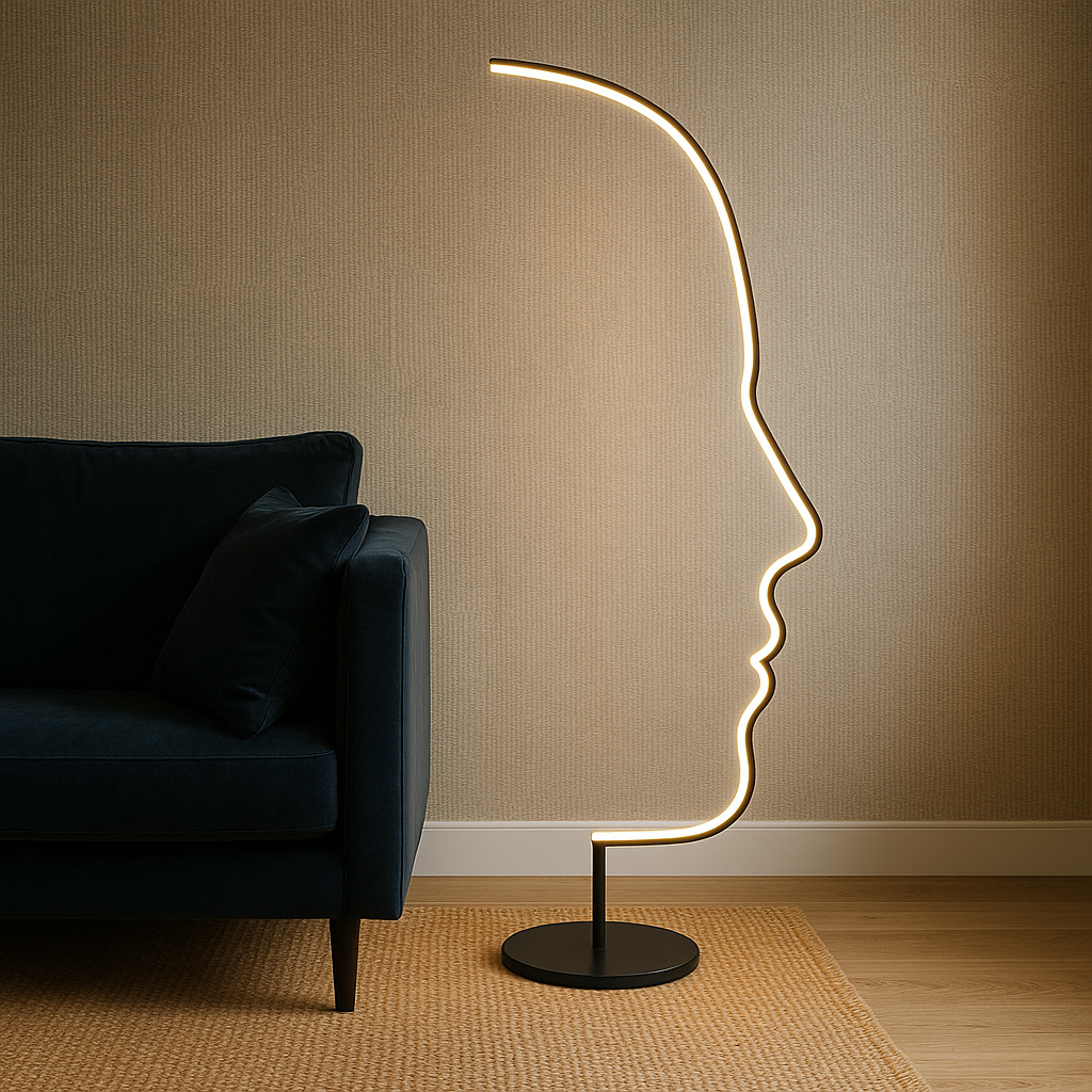 Modern Sculptural LED Standing Lamp 22 Inches Tall Black Metal for Contemporary Living Spaces Accent Lighting Home Decor