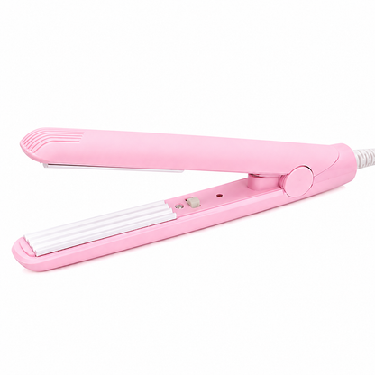 Compact Ceramic Hair Straightener & Curling Iron 2-in-1 – 375°F Constant Heat, Travel-Size 6.5 in for Curls & Sleek Hair, Bangs & Touch-Ups