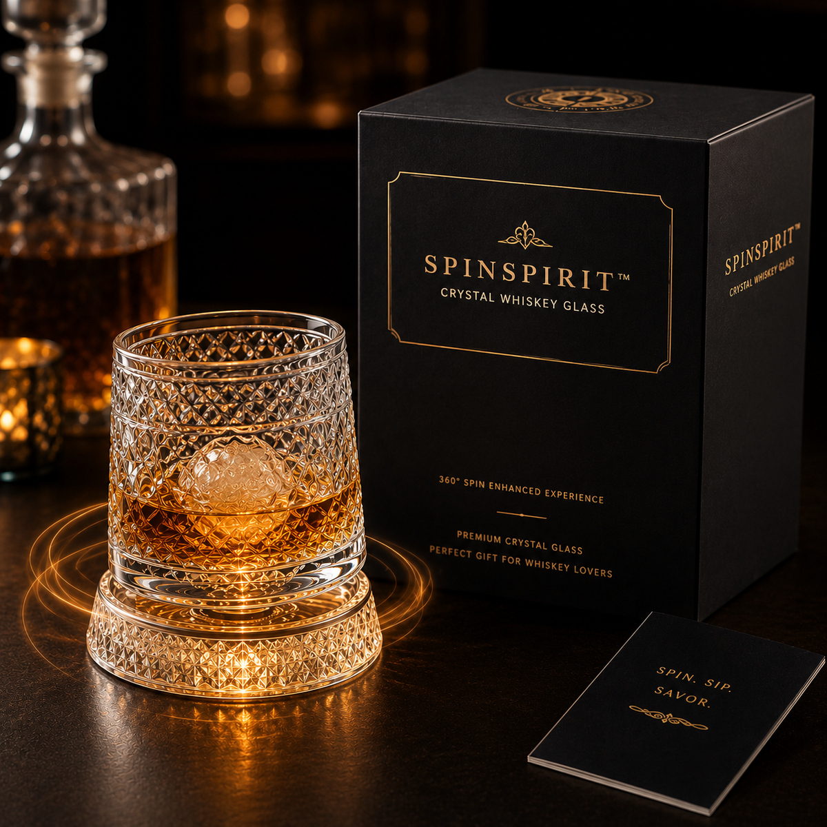 SpinSpirit™ – Crystal Whiskey Glass