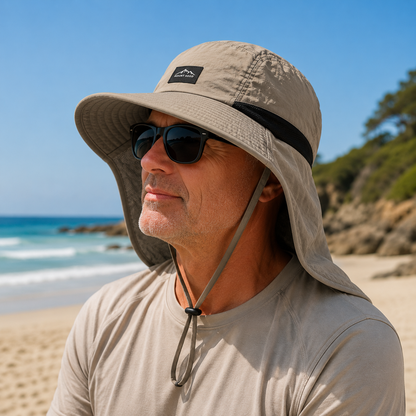 Chapeau de soleil à large bord avec protection de nuque complète et indice UPF 50+ pour hommes et femmes – Couvre-chef d'extérieur à séchage rapide