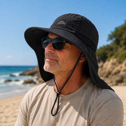Chapeau de soleil à large bord avec protection de nuque complète et indice UPF 50+ pour hommes et femmes – Couvre-chef d'extérieur à séchage rapide