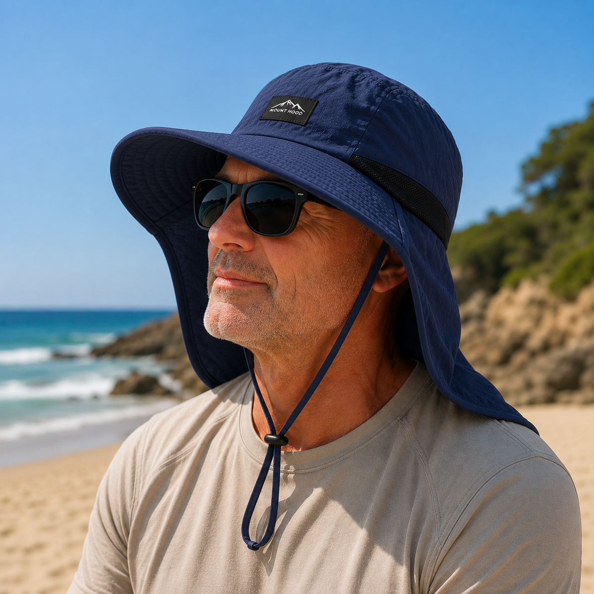 Chapeau de soleil à large bord avec protection de nuque complète et indice UPF 50+ pour hommes et femmes – Couvre-chef d'extérieur à séchage rapide
