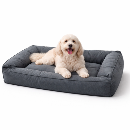 Panier orthopédique haut de gamme pour chien | Mousse à mémoire de forme imperméable avec rebord à 360 degrés | Soutien articulaire pour grandes races