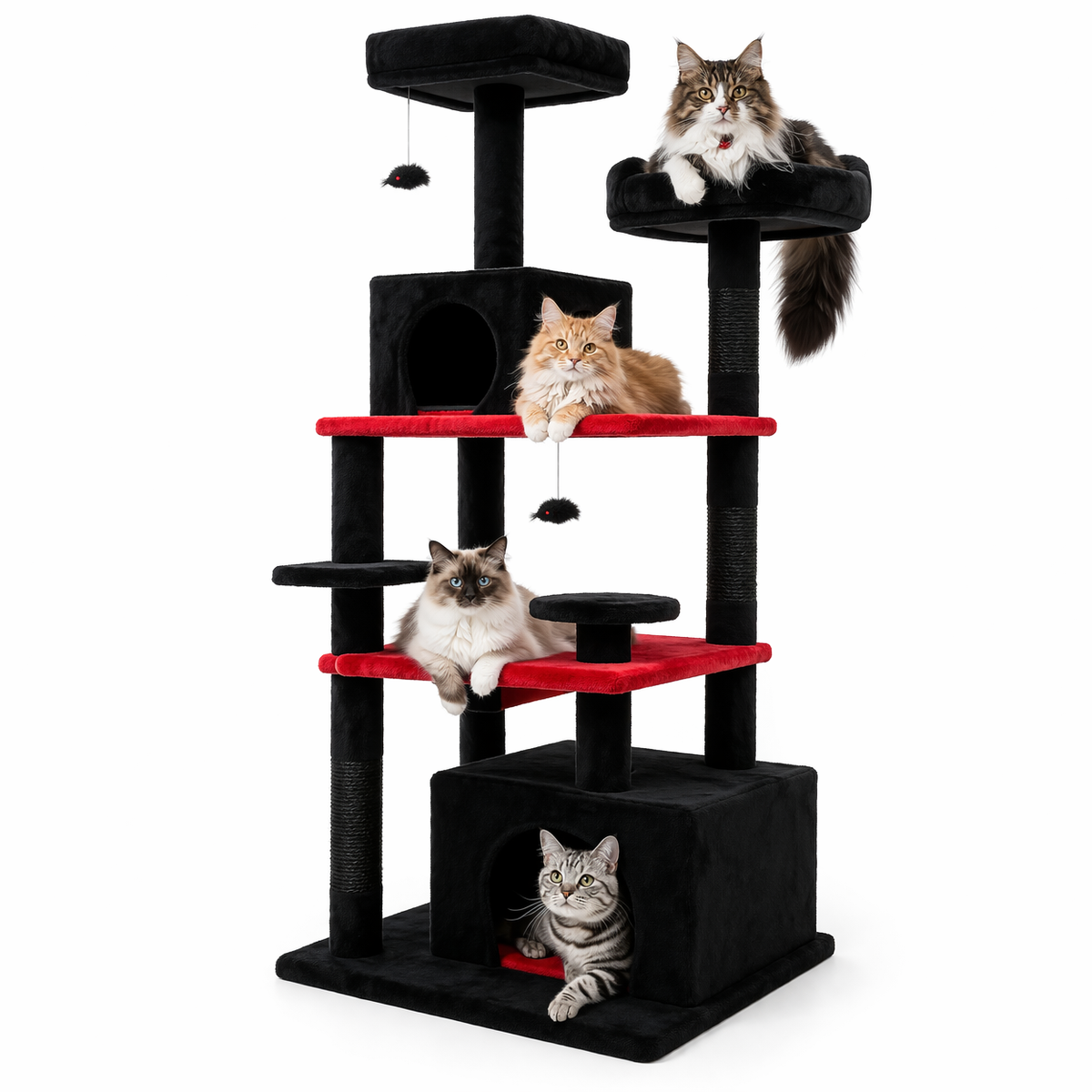 Cat Tree for Large Cats, Multi Level Cat Tower with Condo and Hammock, Sisal Cat Scratching Post for Indoor Cats