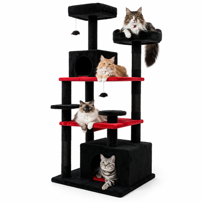 Cat Tree for Large Cats, Multi Level Cat Tower with Condo and Hammock, Sisal Cat Scratching Post for Indoor Cats