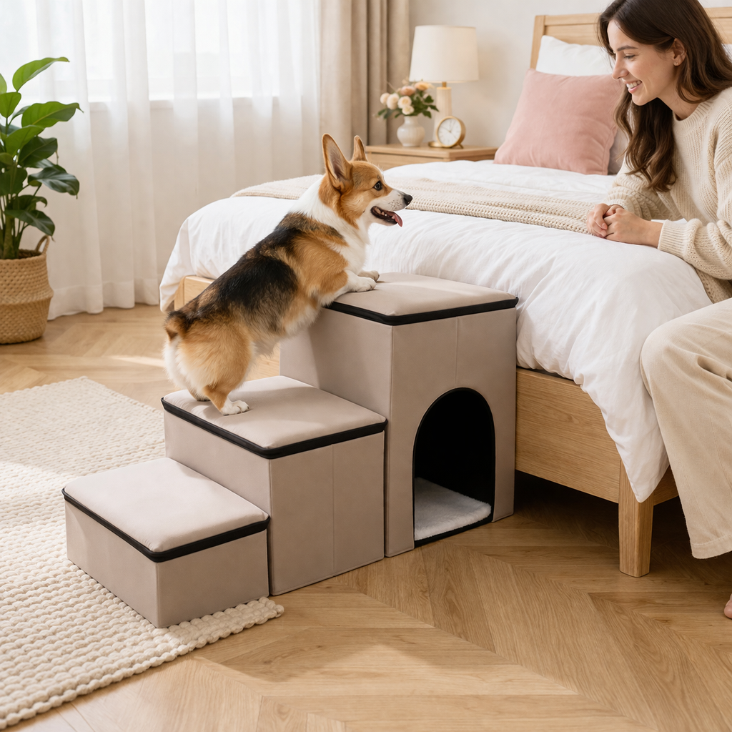 Pet Steps Collection | Foldable Dog Stairs for Bed with Eco-Friendly Design | Easy Access for Pets