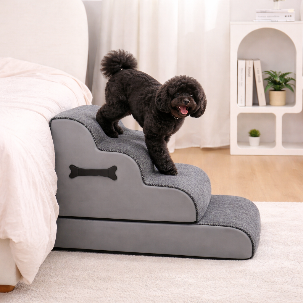 Comfort Steps | Escaliers pour chien pour lit avec rampe à pente douce | Marches antidérapantes pour animaux avec soutien articulaire