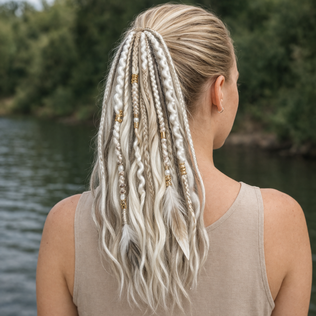 Queue de cheval bohème avec perles et coquillages – Look de festival instantané pour femme