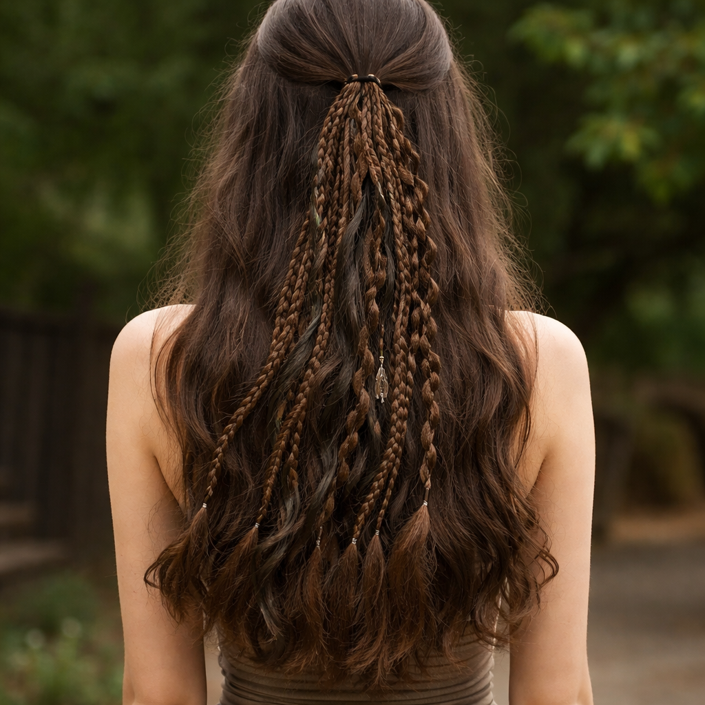Queue de cheval bohème avec perles et coquillages – Look de festival instantané pour femme