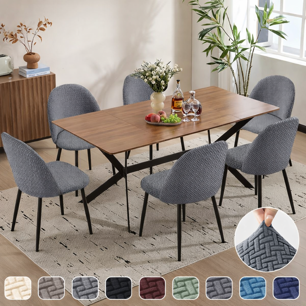 Stretch Dining Chair Slipcovers - Removable Washable Seat Protectors for Kitchen & Dining Room Furniture, Fitted Elastic Chair Covers for