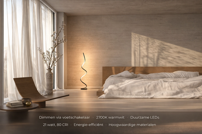 Sculptural Spiral LED Standing Lamp 52 inches Adjustable Brightness Aluminum Contemporary Living Room Bedroom Home Office Remote Dimmable