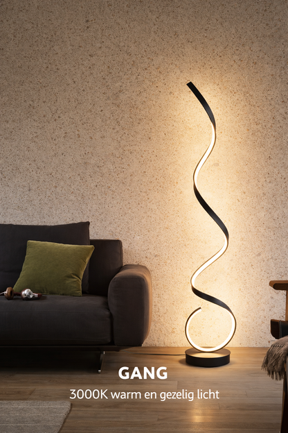 Sculptural Spiral LED Standing Lamp 52 inches Adjustable Brightness Aluminum Contemporary Living Room Bedroom Home Office Remote Dimmable