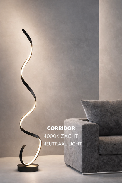 Sculptural Spiral LED Standing Lamp 52 inches Adjustable Brightness Aluminum Contemporary Living Room Bedroom Home Office Remote Dimmable