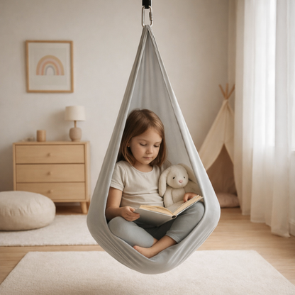 Pod Hanging Chair Cocoon Seat 39 in × 110 in All-Weather Fabric for Kids Adults Indoor Outdoor Garden Bedroom Patio Relaxation Hammock Swing