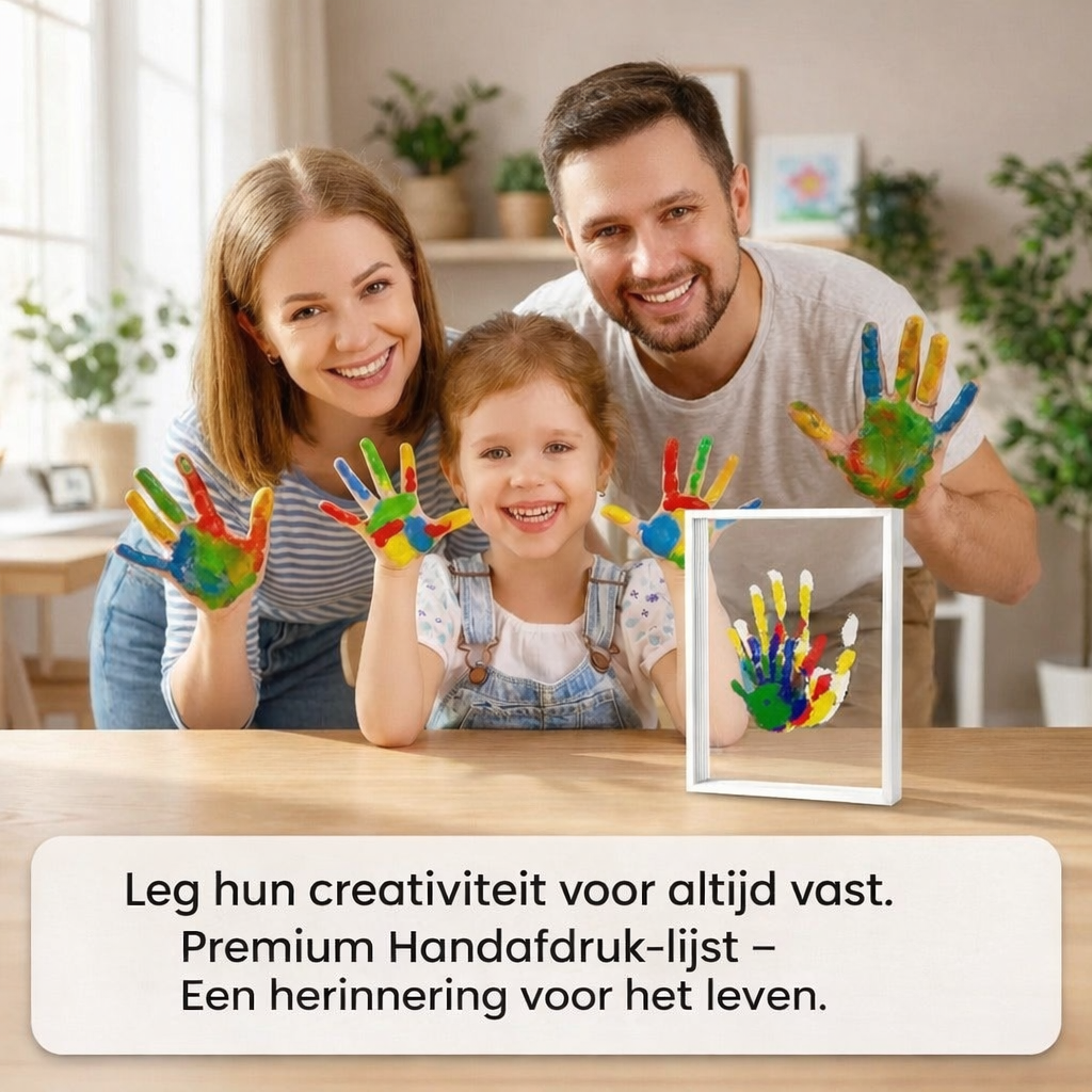 Family Handprint Portrait Kit with Frame – Create Personalized Keepsake Art Together – Easy DIY Memory Craft for Kids & Parents – Complete