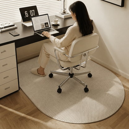 Office Chair Floor Protector Mat – Non-Slip Polyester Rug for Hardwood, Laminate & Carpet | Desk Area Guard in Cream or Gray